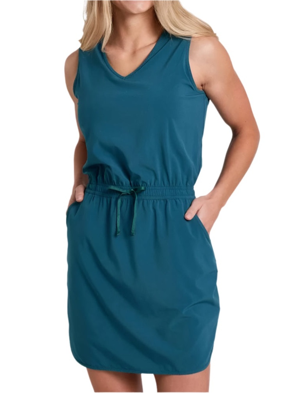 Kuhl Women’s Teal Vantage Casual Sleeveless Drawstring Waist Dress -